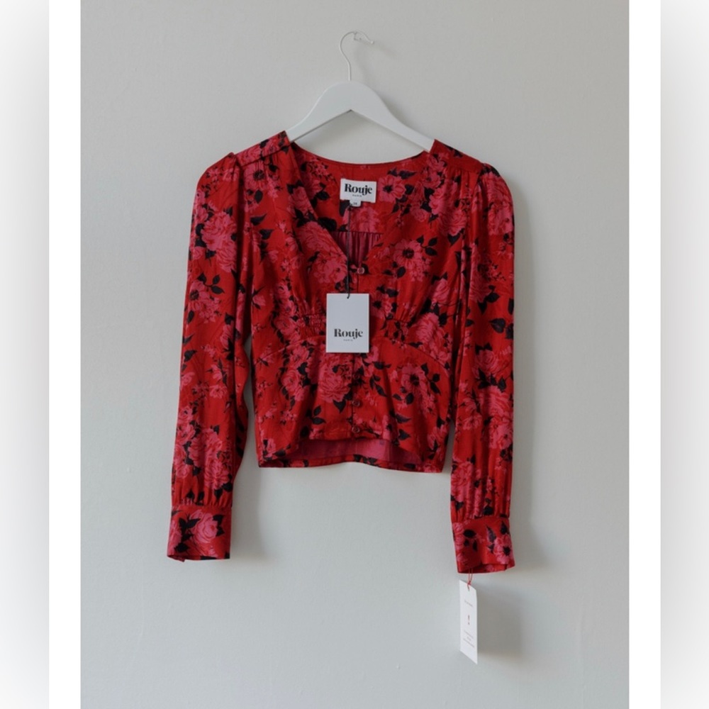 NWT Rouje Paris Floral Silk Top